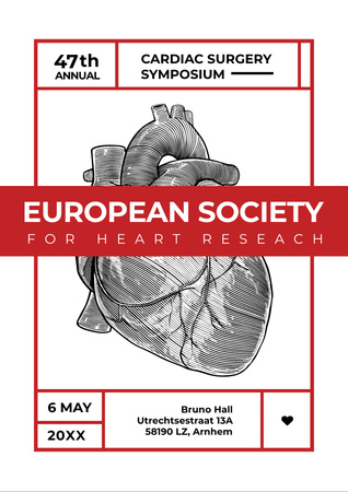 Cardiac Surgery Heart sketch Flyer A4 Design Template