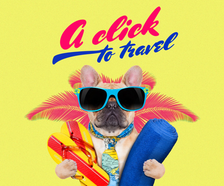 Platilla de diseño Funny Dog in Sunglasses on Vacation Medium Rectangle