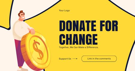 Modèle de visuel Annonce de don pour le changement avec Coin - Facebook AD