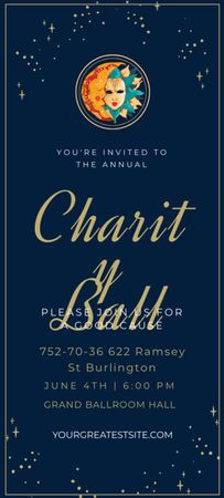 Annual Charity Ball Invitation 9.5x21cm Design Template