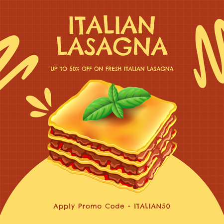 Étvágygerjesztő olasz lasagna ajánlat Instagram tervezősablon
