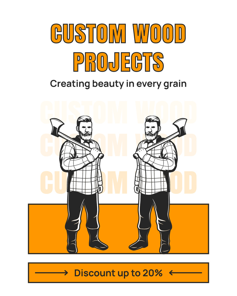 Custom Wood Projects with Illustration of Craftsman Instagram Post Vertical Design Template