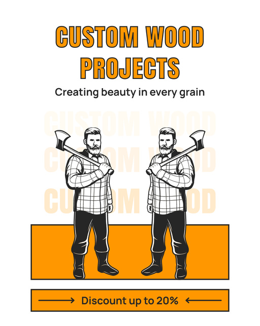 Custom Wood Projects with Illustration of Craftsman Instagram Post Vertical tervezősablon