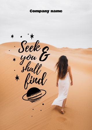 Designvorlage Inspirational Phrase with Woman in Desert für Poster