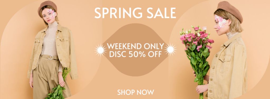 Modèle de visuel Spring Sale Weekend Only - Facebook cover