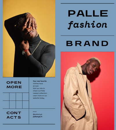 Template di design annunci di moda con gli uomini in abiti eleganti Brochure 9x8in Bi-fold