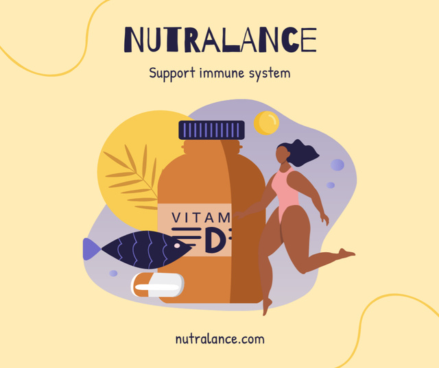Nutritional Supplements Offer with Illustration Facebook Πρότυπο σχεδίασης