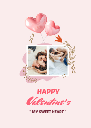 Happy Valentine's Day with Cute Couple in Bed Invitationデザインテンプレート