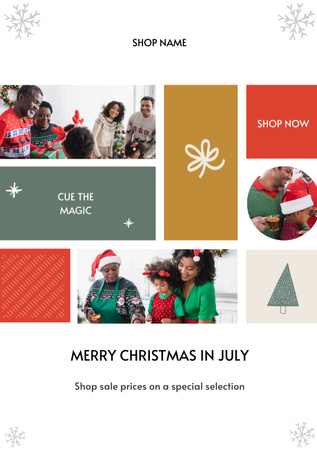 Plantilla de diseño de Anuncio de venta de Navidad de julio Postcard A5 Vertical 