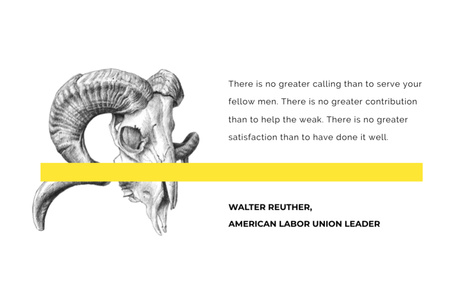 Volunteer Work Quote with animal Skull Postcard 4x6in Design Template