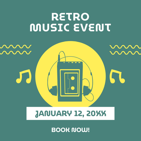 Retro Music Event Announcement Instagram AD tervezősablon