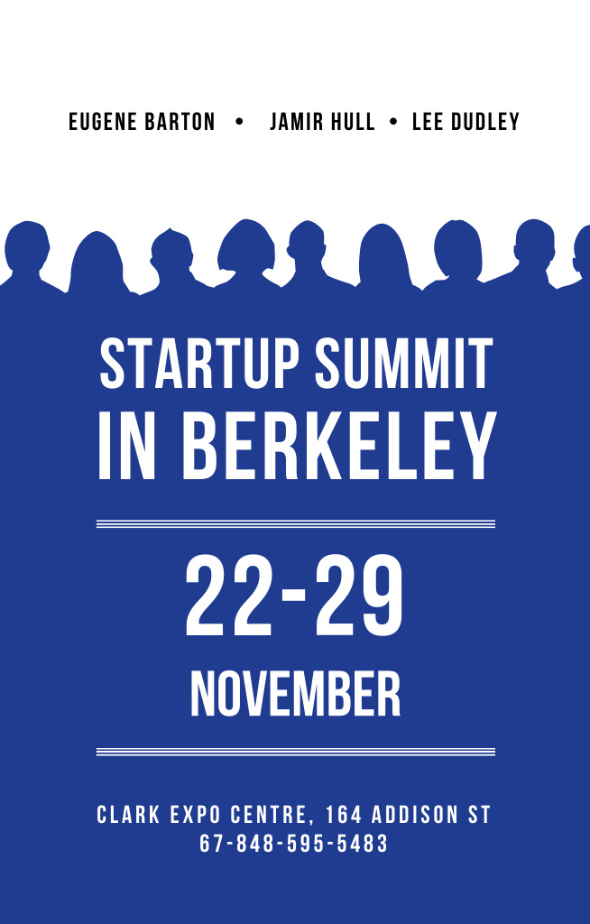 Startup Summit Announcement with Businesspeople Silhouettes Invitation 4.6x7.2inデザインテンプレート