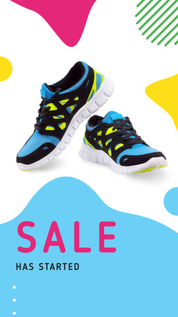 Platilla de diseño Shoes Store Offer with Bright Sneakers Instagram Story