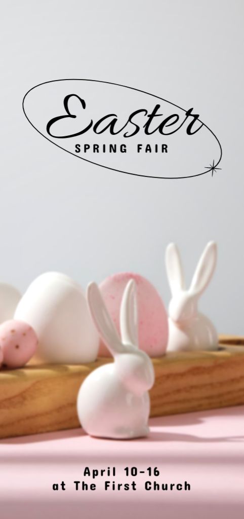 Plantilla de diseño de Easter Faire Announcement with Painted Eggs and Toy Bunnies Flyer DIN Large 