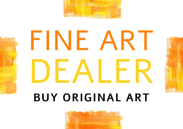 Fine Art Sale Announcement with Orange Smears Flyer A5 Horizontal Design Template