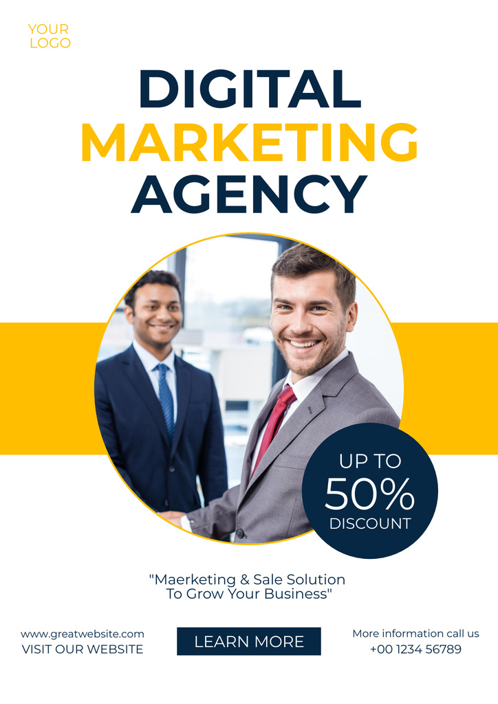 Discount on Digital Marketing Agency Services Posterデザインテンプレート