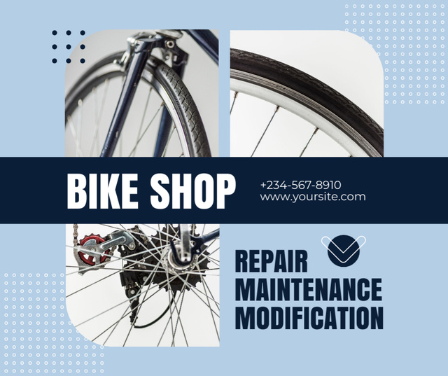 Repair and Maintenance Services at Bicycle Shop Facebook Design Template