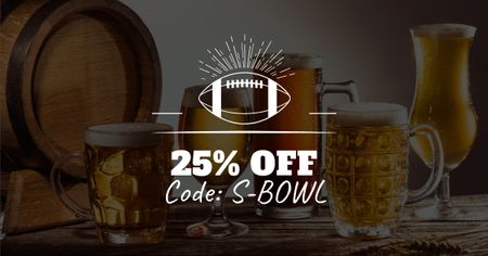 Designvorlage super bowl ad mit bier-rabatt-angebot für Facebook AD