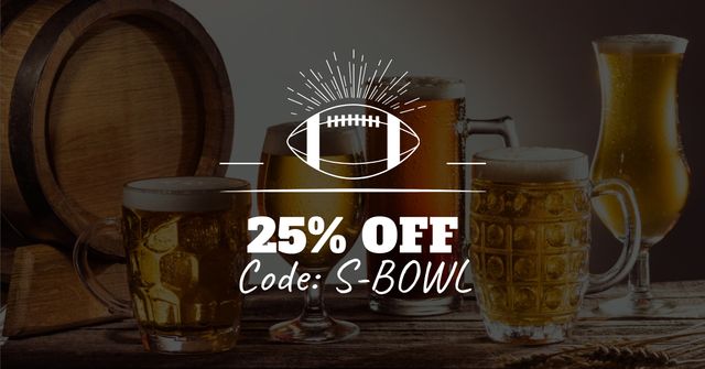 Super Bowl Ad with Beer Discount Offer Facebook AD Πρότυπο σχεδίασης
