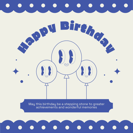Designvorlage Schlichter blauer Geburtstagsgruß für LinkedIn post