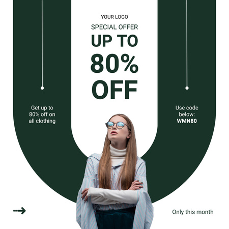 Designvorlage Sonderangebot mit großem Rabatt auf Brillen für Instagram AD