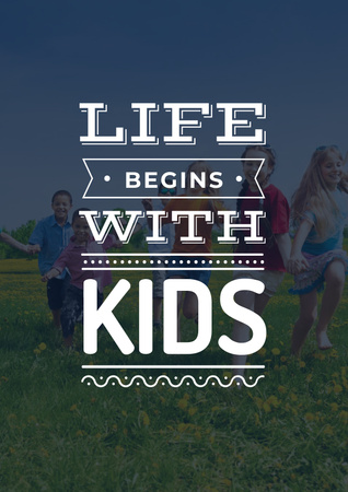 Plantilla de diseño de Motivational Quote with Kids on Green Meadow Poster 