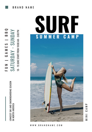 Platilla de diseño Surf Summer Camp Poster 28x40in
