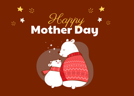 Plantilla de diseño de saludo del día de la madre con osos lindos Postcard 5x7in 