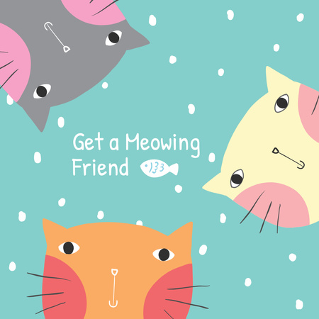 Cute Cats illustration Instagram Design Template