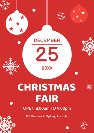 Christmas Market with Decoration in Red Poster Design Template