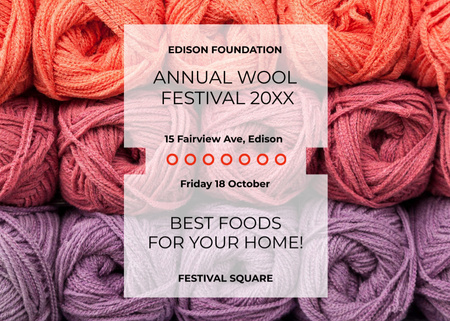 Knitting Festival Wool Yarn Skeins Postcard 5x7in Design Template
