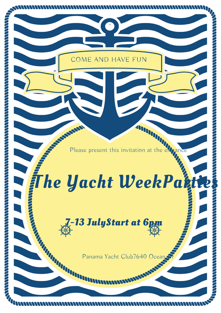 Yacht week parties announcement Poster Šablona návrhu