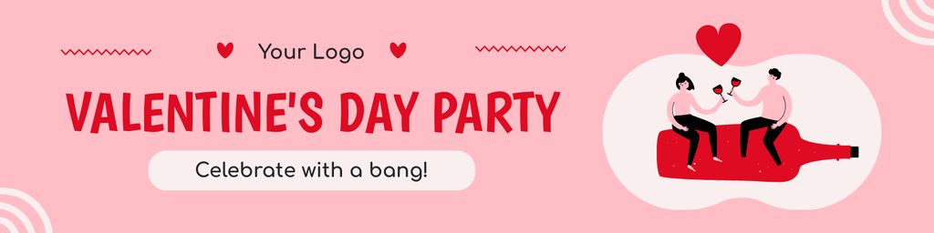 Celebrate Valentine's Day Party with Us Twitter Design Template