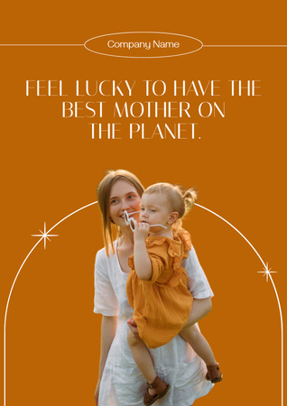 Plantilla de diseño de Mamá sosteniendo a su hija en el día de los padres Poster 