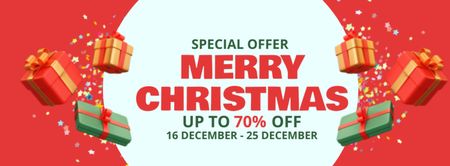 Plantilla de diseño de Merry Christmas Wish with Special Discount Offer Facebook cover 