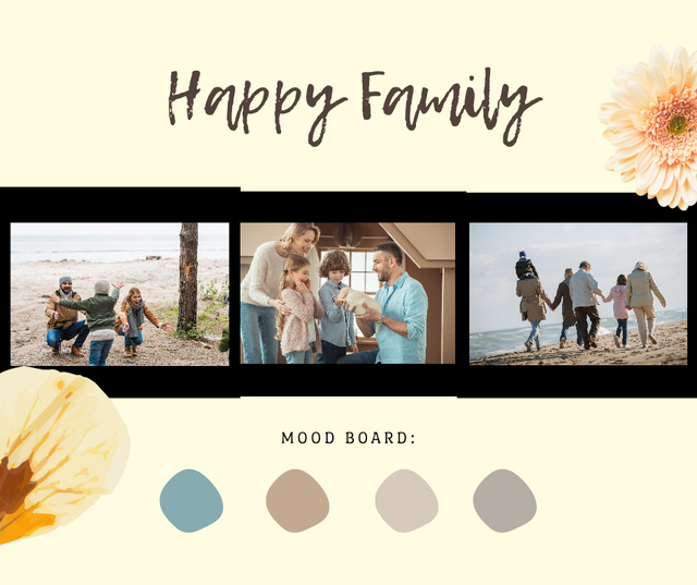 Happy family photo collage Facebook Design Template