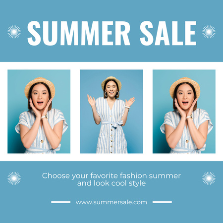Asian Woman on Summer Sale Offer Animated Postデザインテンプレート