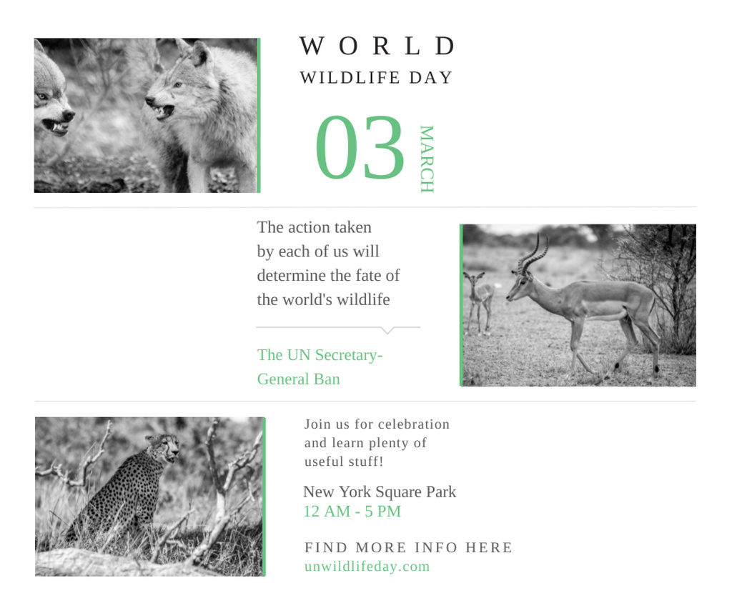 World Wildlife Day Animals in Natural Habitat Facebook Design Template