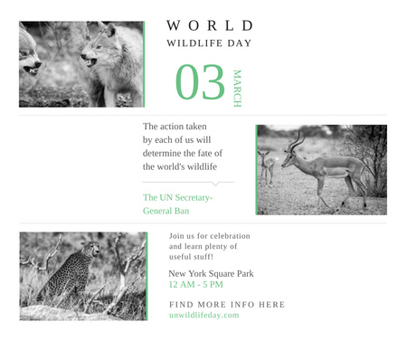 Designvorlage World Wildlife Day Animals in Natural Habitat für Facebook