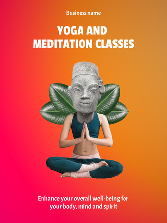 Meghívó jóga- és meditációs órákra Poster 36x48in tervezősablon