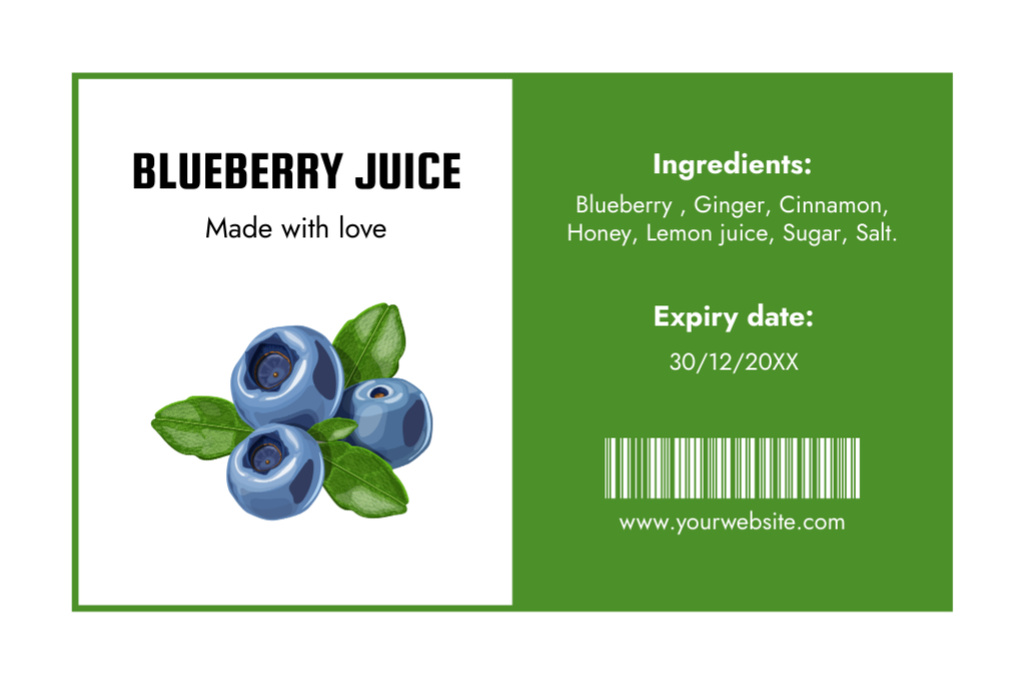 Blueberry Juice Retail Label Tasarım Şablonu