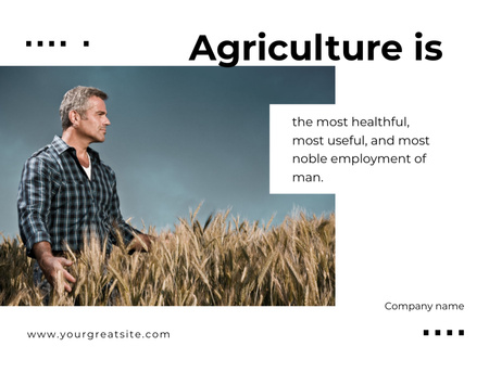 Farmer In Field Of Wheat With Quote About Agriculture Postcard 4.2x5.5in Design Template
