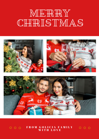 Template di design Saluti di Natale commoventi con collage di momenti preziosi per la famiglia Postcard 5x7in Vertical
