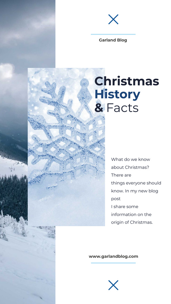 Snowflake and mountains view on Christmas Instagram Story Design Template