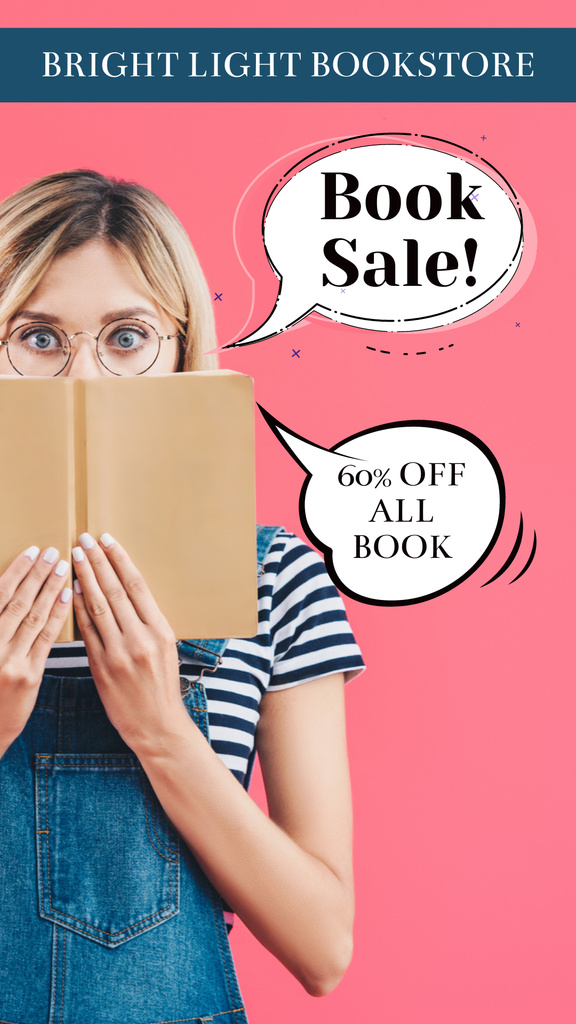 Platilla de diseño Bookstore Promotion with Reading Woman Instagram Story