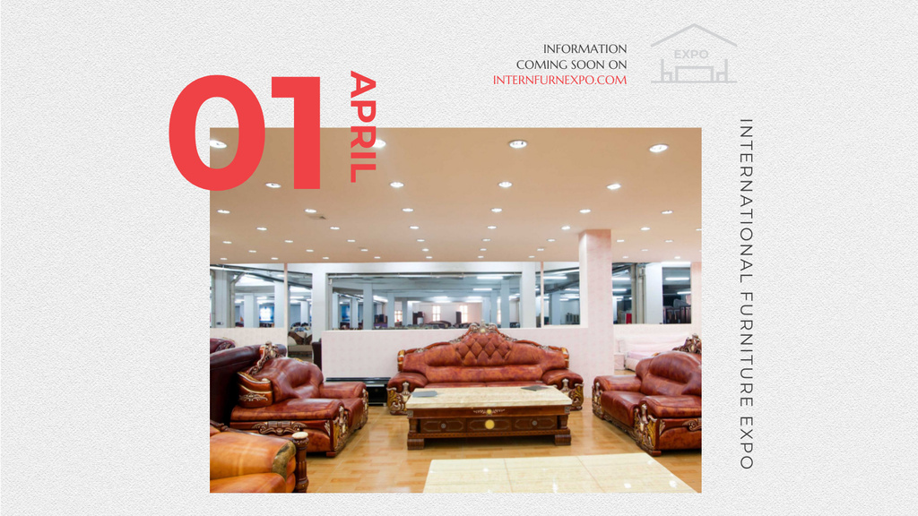 Template di design Furniture Expo invitation with modern Interior Title 1680x945px