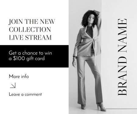 Ontwerpsjabloon van Facebook van Live Stream Announcement about New Fashion Collection