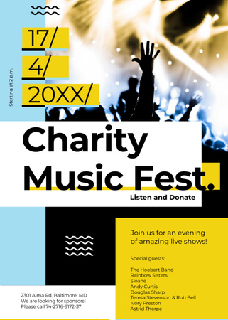Designvorlage Charity Music Fest Invitation Crowd at Concert für Flayer