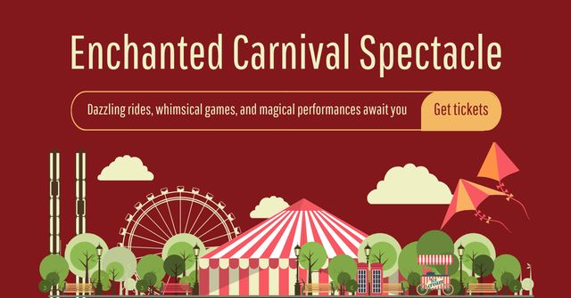 Dazzling Carnival Spectacle With Attractions Facebook AD tervezősablon