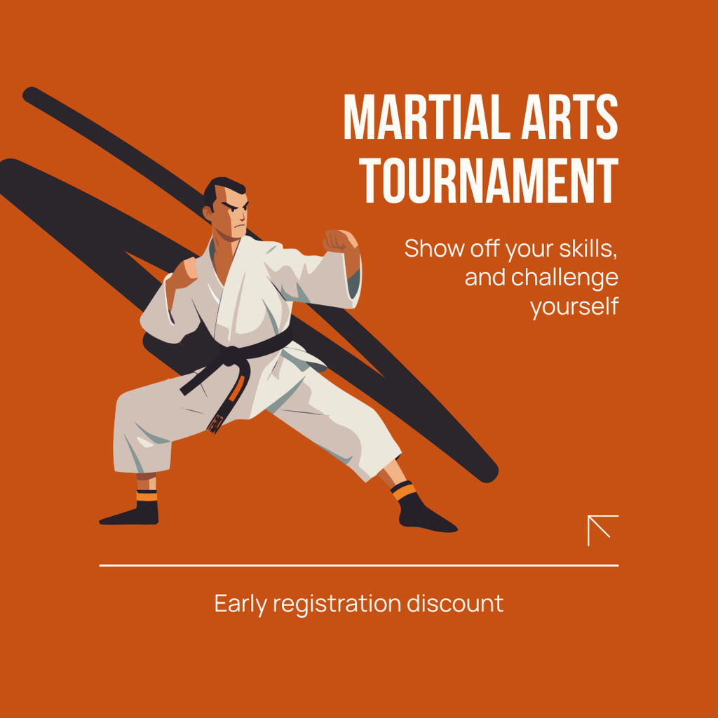 Ontwerpsjabloon van Instagram van Ad of Martial Arts Tournament